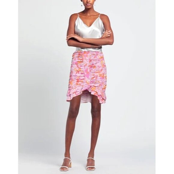 Isabel Marant Jupe Milendi Floral Silk Blend Ruched Mini Skirt Pink 34 Size 2 XS - Picture 14 of 16